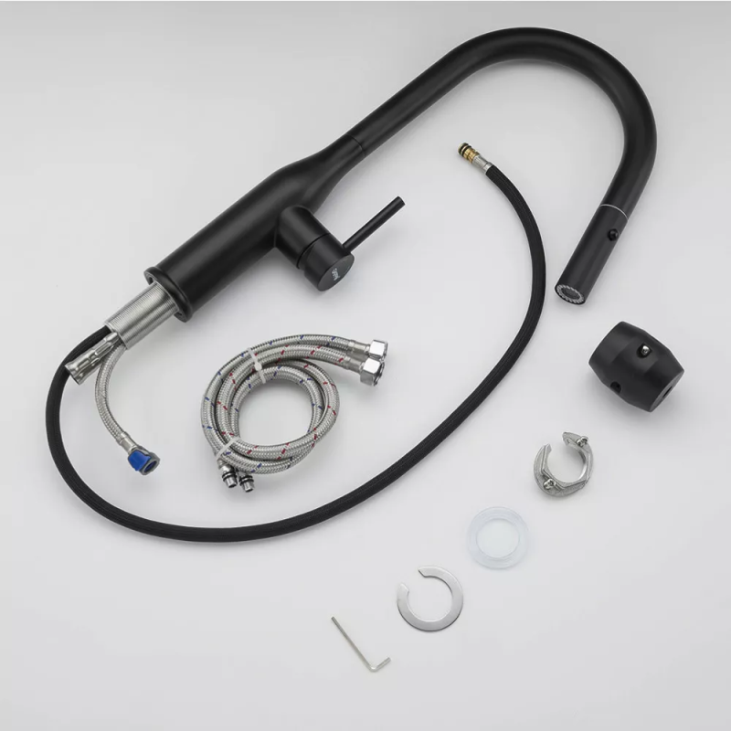 GAPPO Змішувач з висувним виливом для кухні G4398-46, 2 режими, чорний