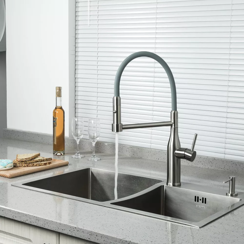 GAPPO Змішувач для кухні G4398-55 з гнучким виливом, 2 режими, сірий