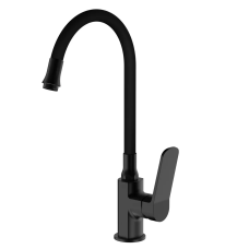 Frap Змішувач для кухні F4462 з гнучким виливом, чорний