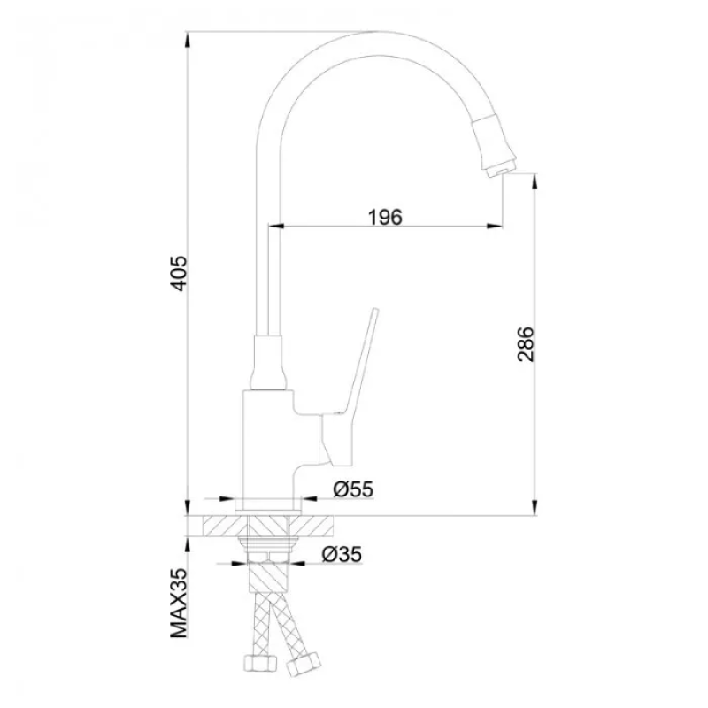 Frap Корпус кухонного змішувача F4461 під гнучкий вилив, хром