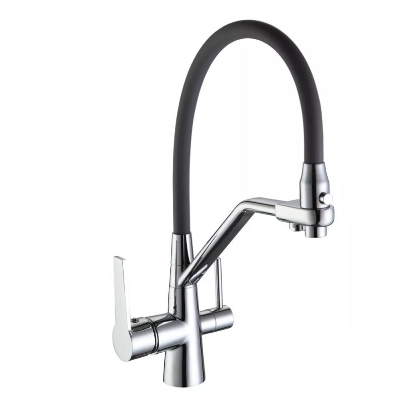 Frap Змішувач для кухні на дві води F4374, сірий/хром