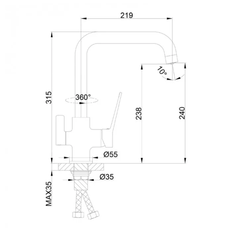 Frap Змішувач для кухні на дві води F4361, хром