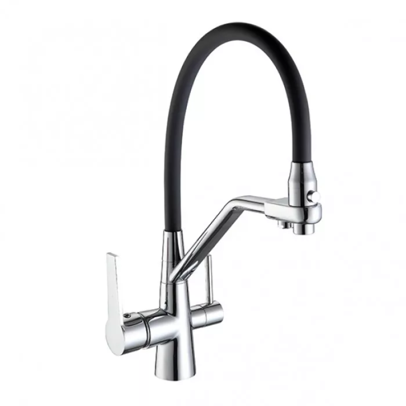 Frap Змішувач для кухні на дві води F4374-1, чорний/хром