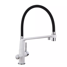 GAPPO Змішувач для кухні на дві води G4398-9 з гнучким виливом, білий/чорний