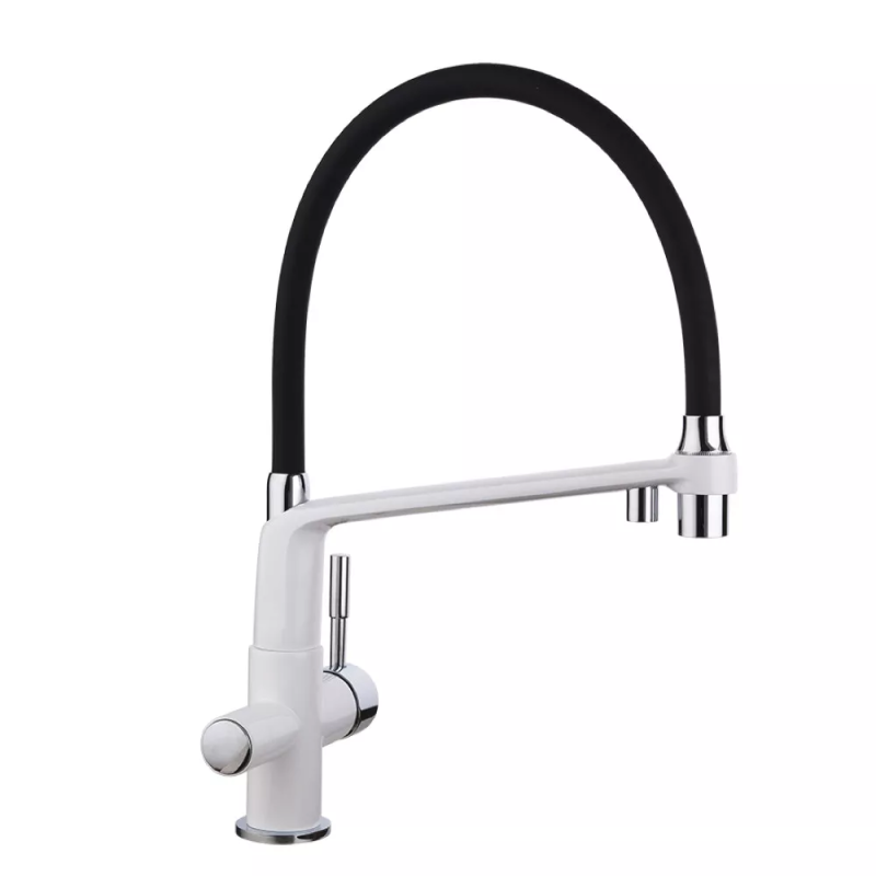 GAPPO Змішувач для кухні на дві води G4398-9 з гнучким виливом, білий/чорний