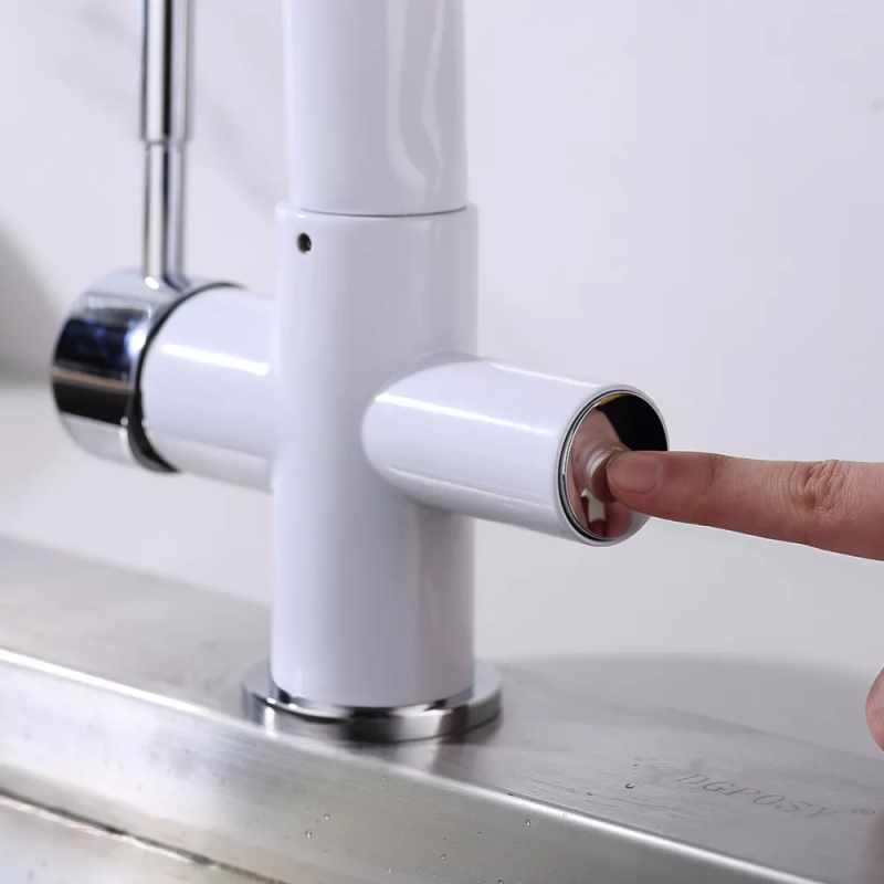 GAPPO Змішувач для кухні на дві води G4398-9 з гнучким виливом, білий/чорний