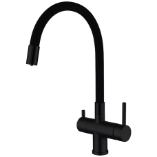 GAPPO Змішувач для кухні на дві води G4398-36 з гнучким виливом, чорний