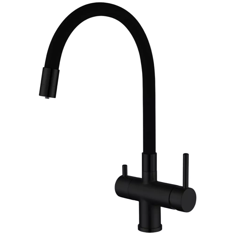 GAPPO Змішувач для кухні на дві води G4398-36 з гнучким виливом, чорний