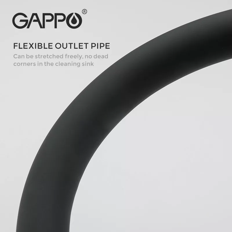 GAPPO Змішувач для кухні на дві води G4398-36 з гнучким виливом, чорний