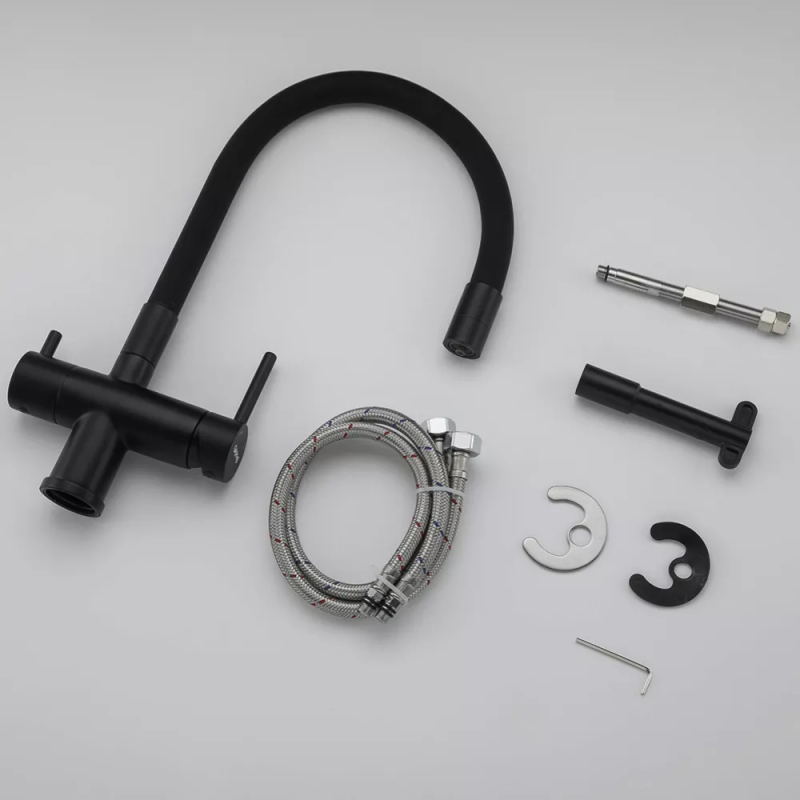 GAPPO Змішувач для кухні на дві води G4398-36 з гнучким виливом, чорний