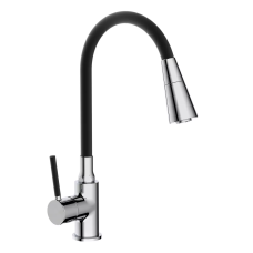 Frap Змішувач для кухні F4044 з гнучким виливом, 2 режими, чорний/хром