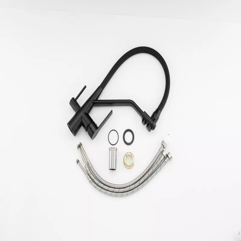 Frap Змішувач для кухні на дві води F4374-6, чорний