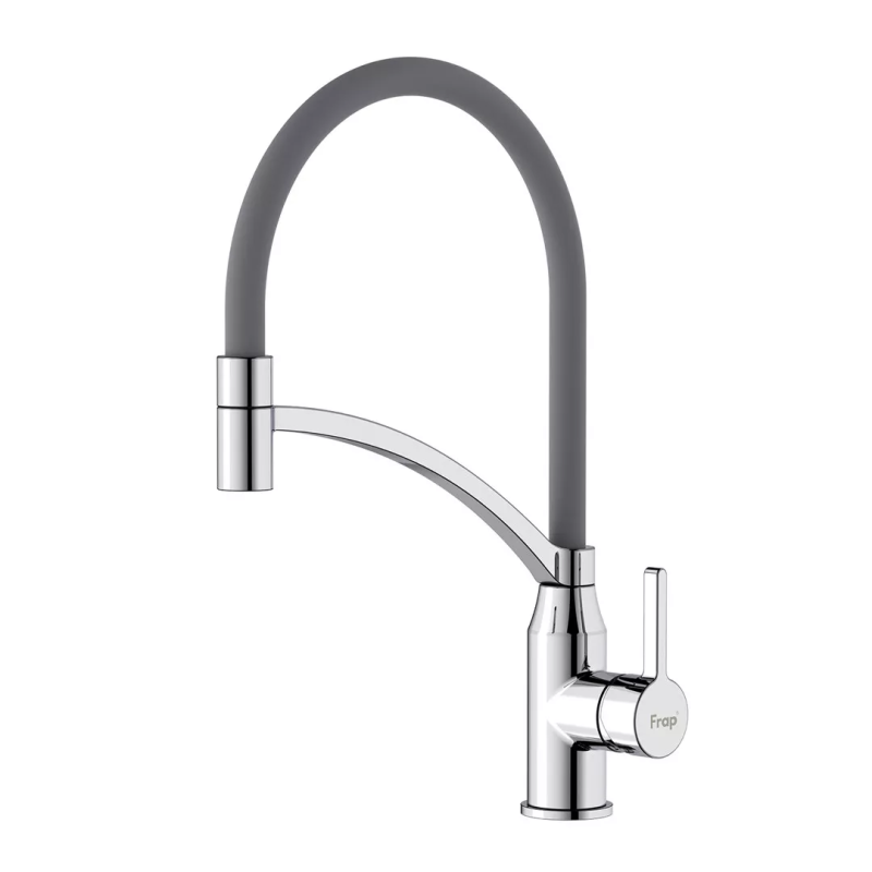 Frap Змішувач для кухні F4552 з гнучким виливом, сірий/хром