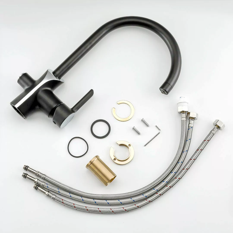 GAPPO Змішувач для кухні з підключенням фільтра G4303-6, чорний/хром