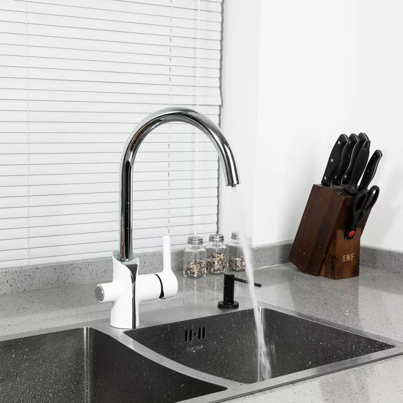 GAPPO Змішувач для кухні з підключенням фільтра G4303-8, білий/хром