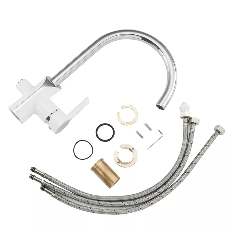 GAPPO Змішувач для кухні з підключенням фільтра G4303-8, білий/хром