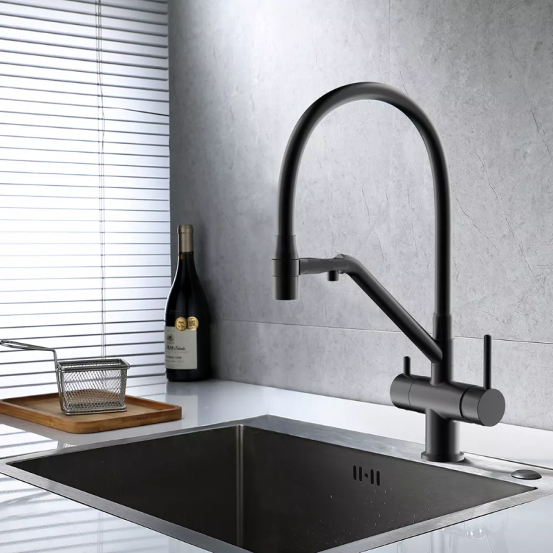 GAPPO Змішувач для кухні з підключенням фільтра G4398-89, збройова сталь