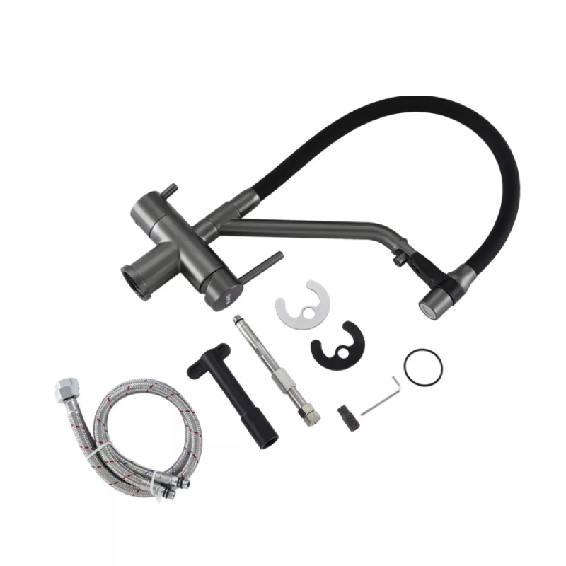 GAPPO Змішувач для кухні з підключенням фільтра G4398-89, збройова сталь