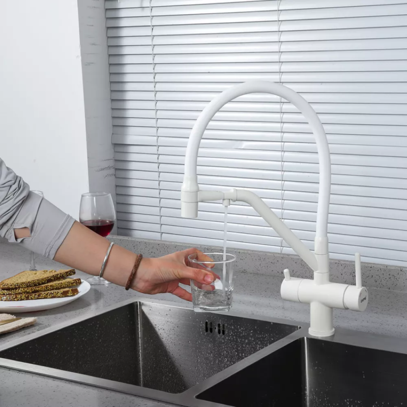 GAPPO Змішувач для кухні G4398-88 із підключенням фільтра питної води, білий