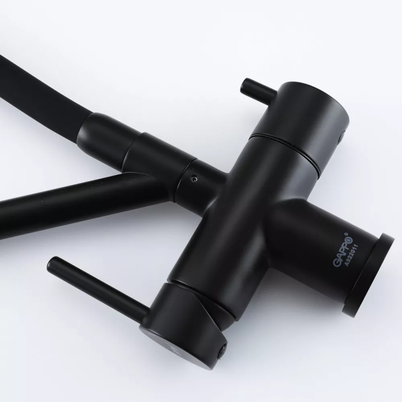 GAPPO Змішувач для кухні з підключенням фільтра G4398-86, чорний