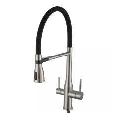 GAPPO Змішувач для кухні G4399-75 із підключенням фільтра питної води, з фіксатором, сатин/чорний