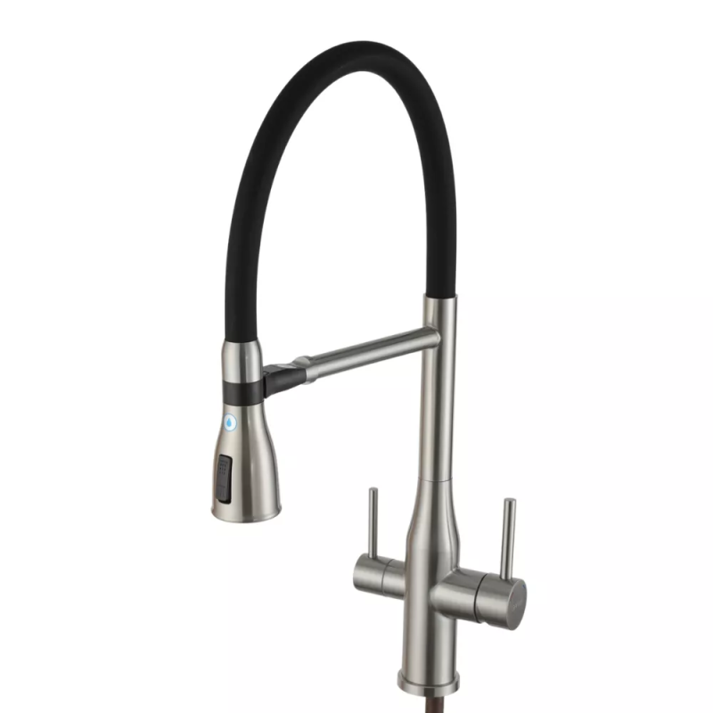 GAPPO Змішувач для кухні G4399-75 із підключенням фільтра питної води, з фіксатором, сатин/чорний