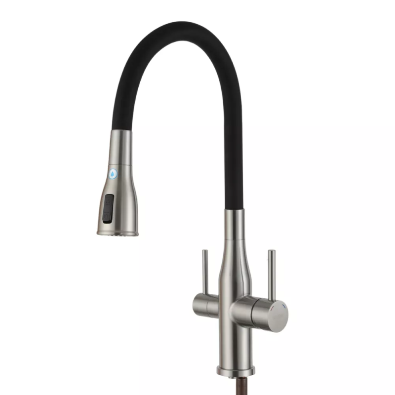 GAPPO Змішувач для кухні G4399-65 із підключенням фільтра питної води, сатин/чорний