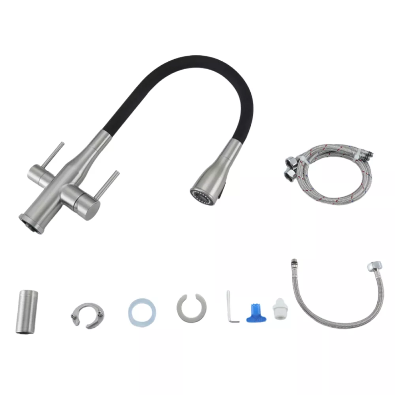 GAPPO Змішувач для кухні G4399-65 із підключенням фільтра питної води, сатин/чорний