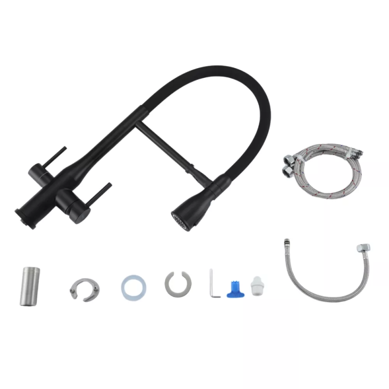 GAPPO Змішувач для кухні G4399-76 з підключенням фільтра питної води, з фіксатором, чорний