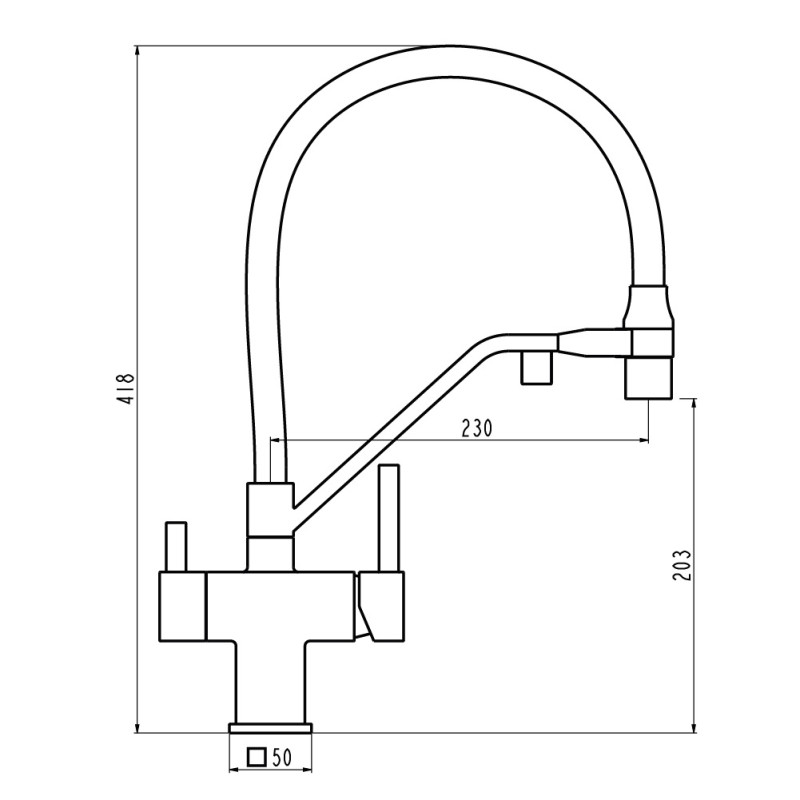 GAPPO Змішувач для кухні під осмос G4395-60 з гнучким виливом, хром