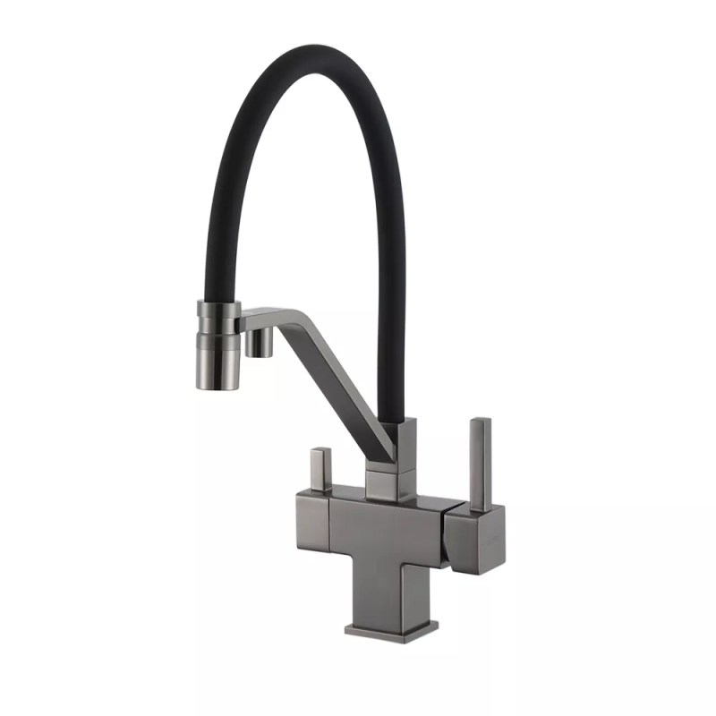 GAPPO Змішувач для кухні під осмос G4395-69 з гнучким виливом, збройова сталь