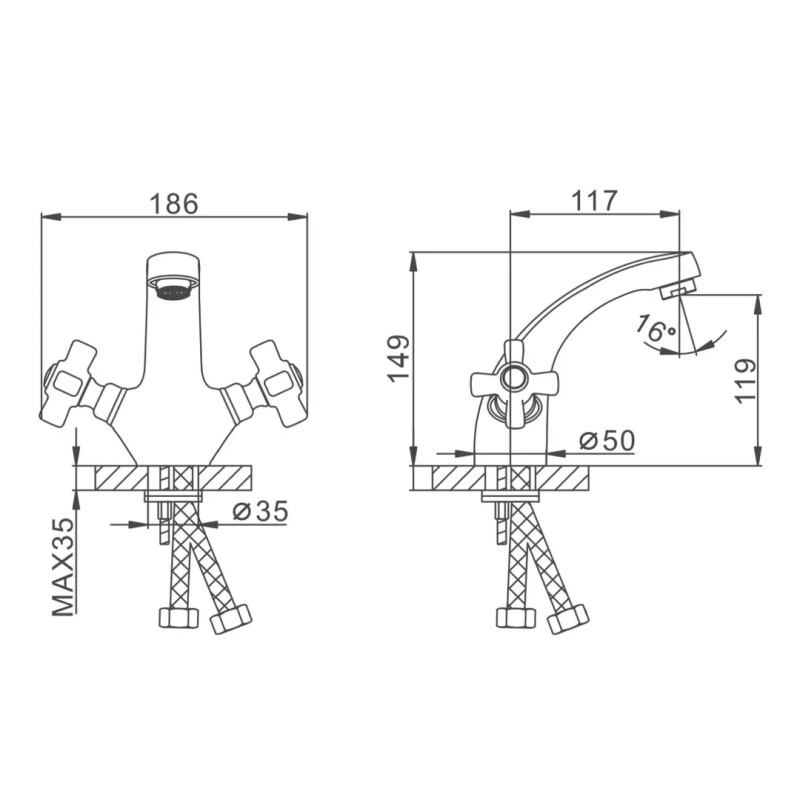Frap Змішувач для умивальника F1024, хром