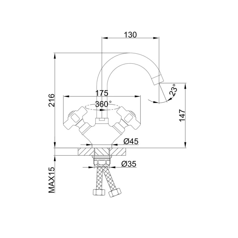 Frap Змішувач для умивальника F1324, хром