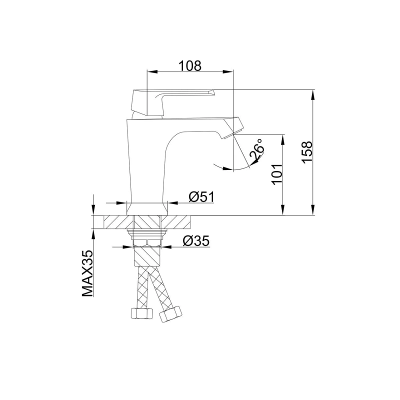 Frap Змішувач для умивальника F1031, білий/хром