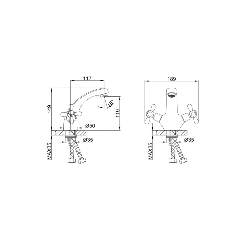Frap Змішувач для умивальника F1025, хром