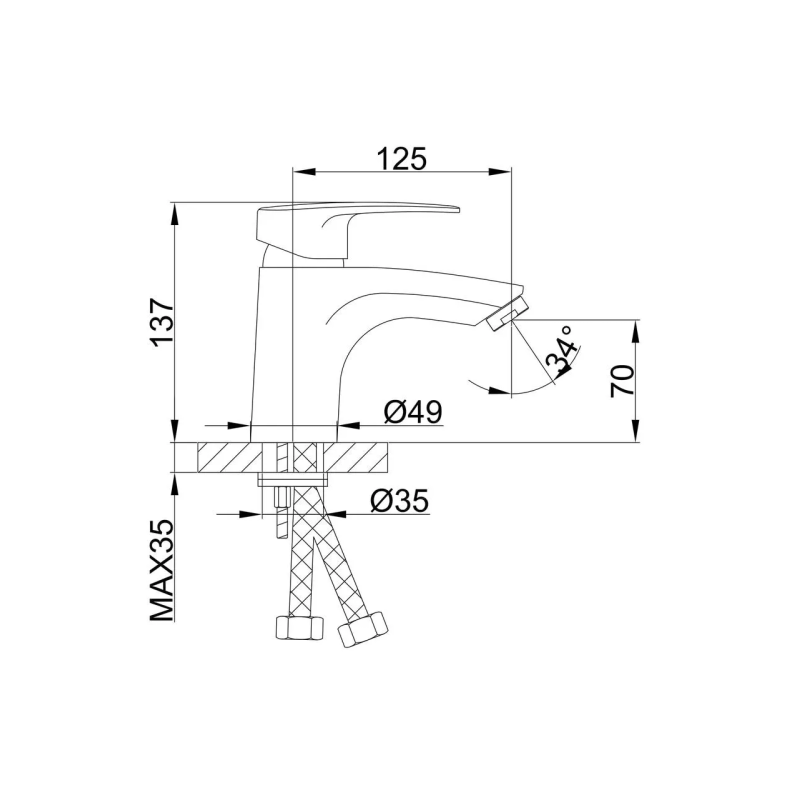 Frap Змішувач для умивальника F1066, хром