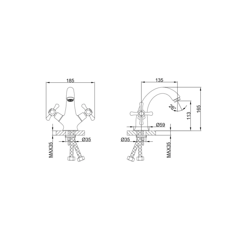 Frap Змішувач для умивальника F10732-B, хром