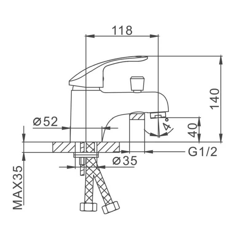 Frap Змішувач для умивальника F1221 з душовою лійкою, хром