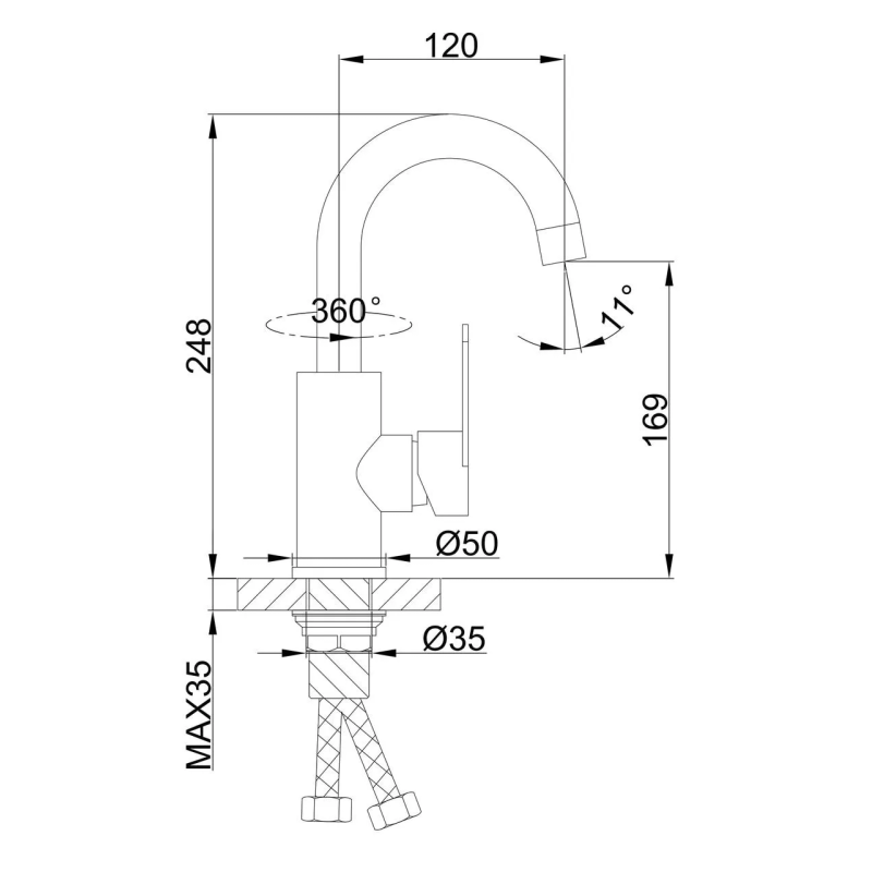 Frap Змішувач для умивальника F1348, сатин