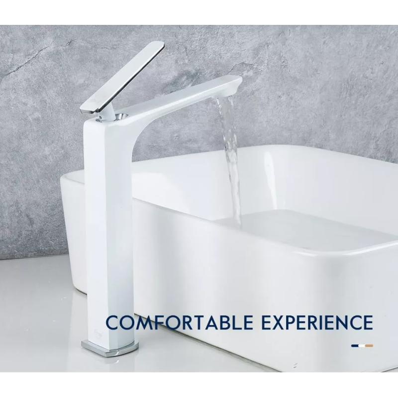 Frap Змішувач для умивальника F1058-2 високий, білий/хром