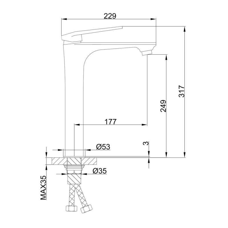 Frap Змішувач для умивальника F1052-54 високий, білий/хром