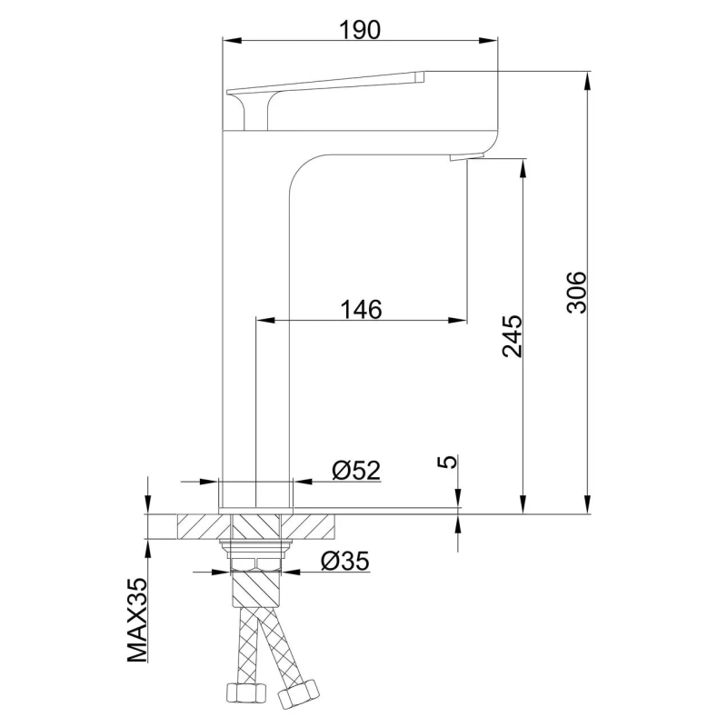 Frap Змішувач для умивальника F1052-57 високий, чорний