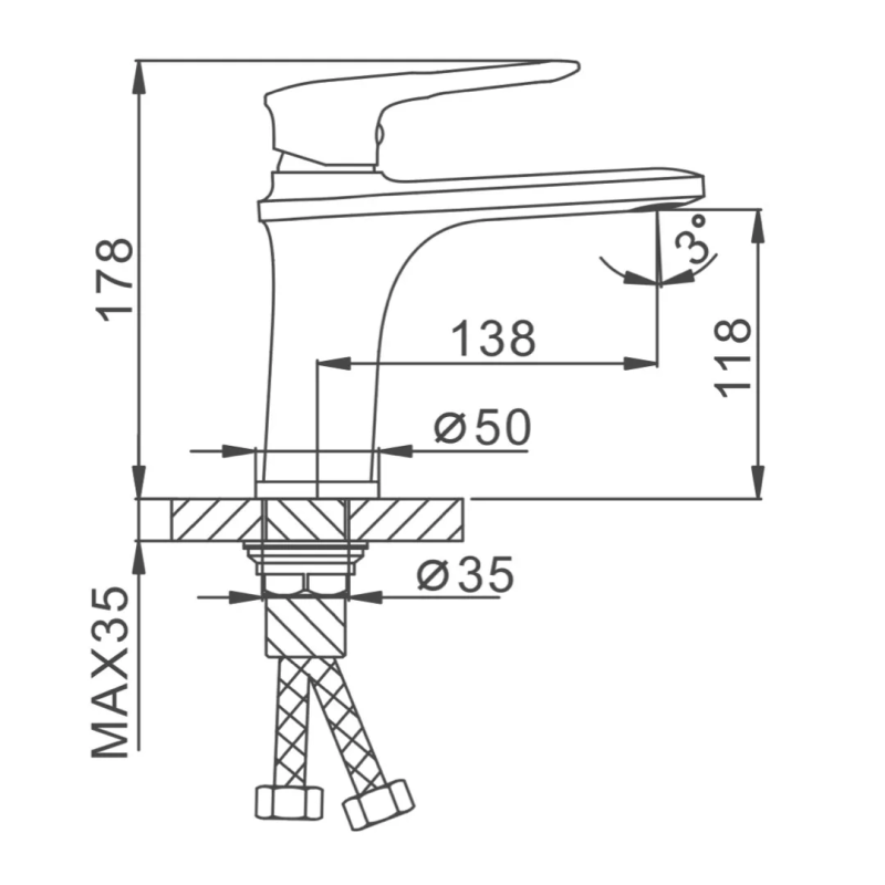 Frap Змішувач для умивальника F1049-6, чорний/хром