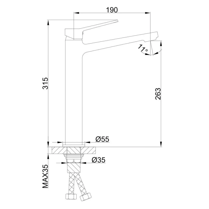 Frap Змішувач для умивальника F1061-2 високий, хром