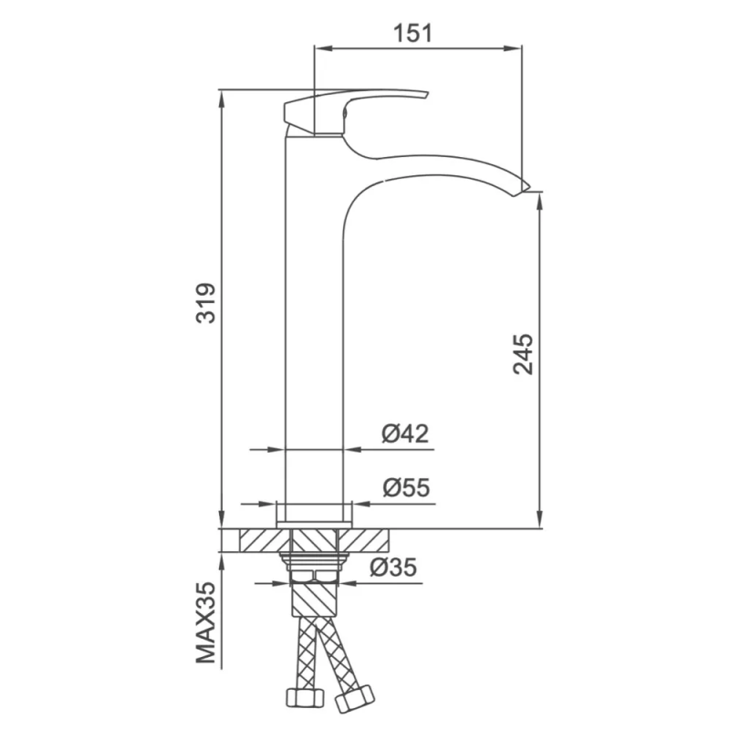 Frap Змішувач для умивальника F1069-2 високий