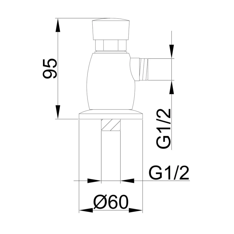 FRAP Кран нажимной для писсуара F7201 механический, хром
