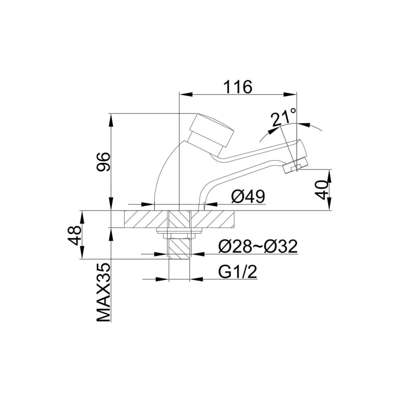 Frap Кран порционный для раковины F520 с задержкой на 7 сек, хром