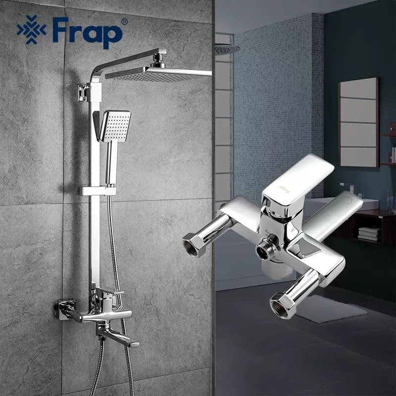 Frap Душова система F2460, поворотний вилив - перемикач на лійку/душ, 1 режим, хром