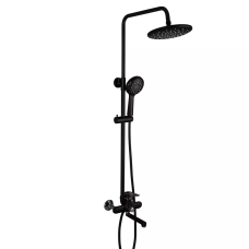 Frap Душова система F2449-6, поворотний вилив - перемикач на лійку, 3 режими, чорний/хром