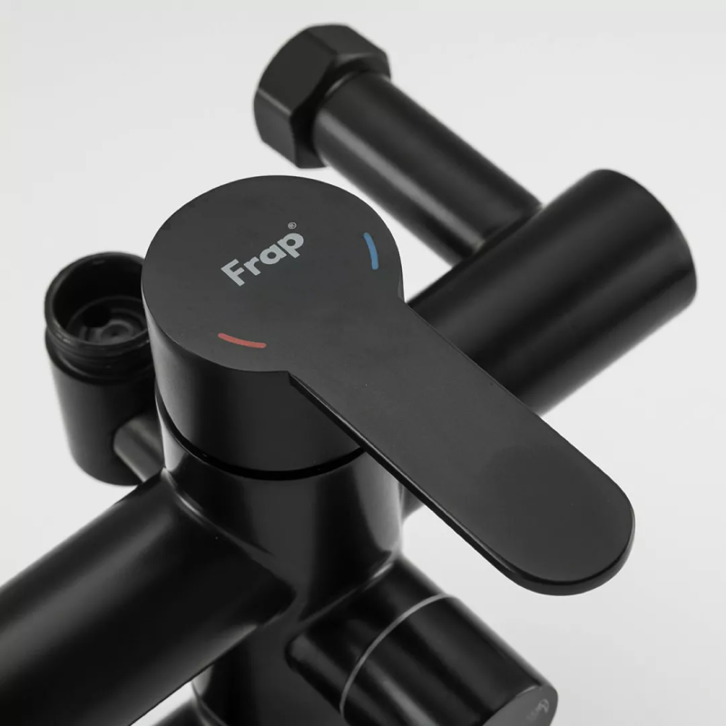 Frap Душова система F24801-6, поворотний вилив - перемикач на лійку, 1 режим, чорний